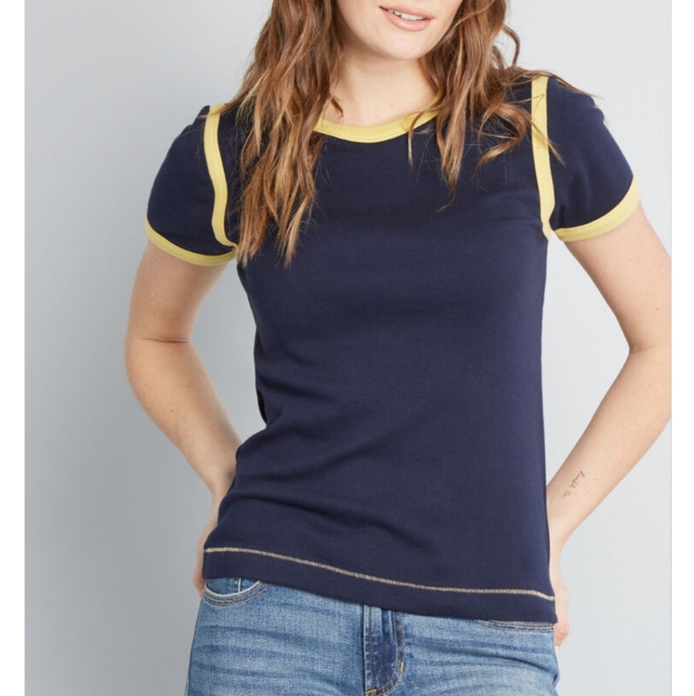 MODCLOTH Relaxed Throwback Ringer Tee XL
